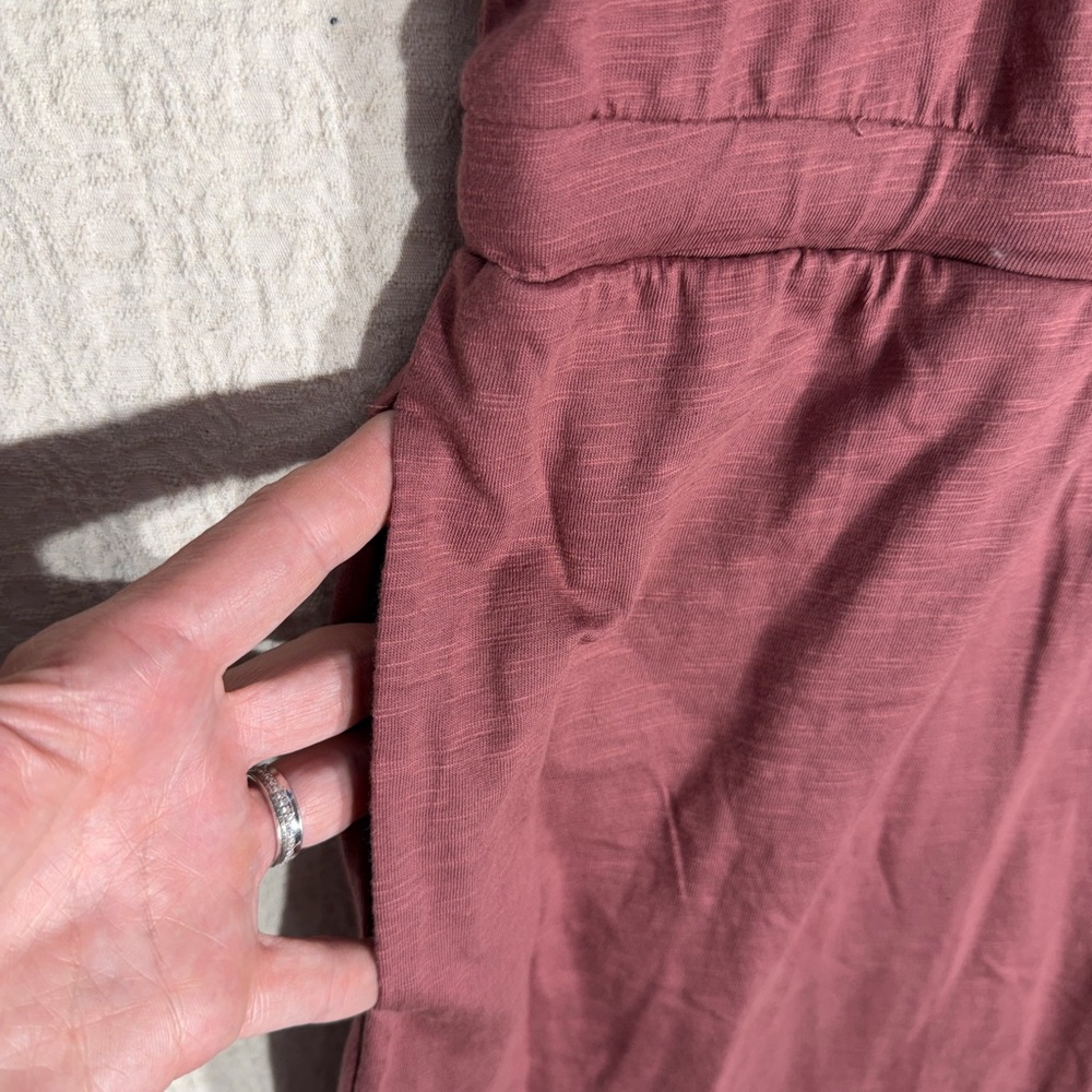 Pact Long Sleeve Dusty Rose Dress has pockets 100% Organic Cotton - Picture 2 of 7